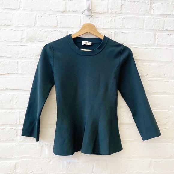 Aritzia Tops - Aritzia || Babaton Piers Knit Peplum Long Sleeve Top Hunter Green Small